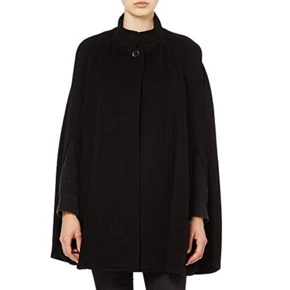 New Eliz Scott Wool Cashmere Blend Cape Black - Picture 2 of 13